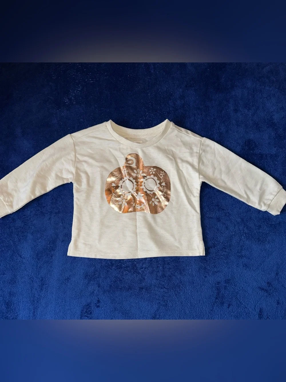 NEW Gymboree Girls Pumpkin Long Sleeve Top Rose Gold Metallic 2T NWT